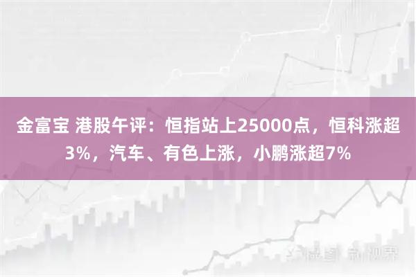 金富宝 港股午评：恒指站上25000点，恒科涨超3%，汽车、有色上涨，小鹏涨超7%
